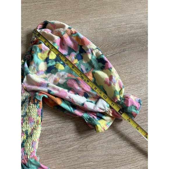 GAP Floral Pink And Yellow Puff Sleeve Sundress Size Medium - Picture 4 of 7